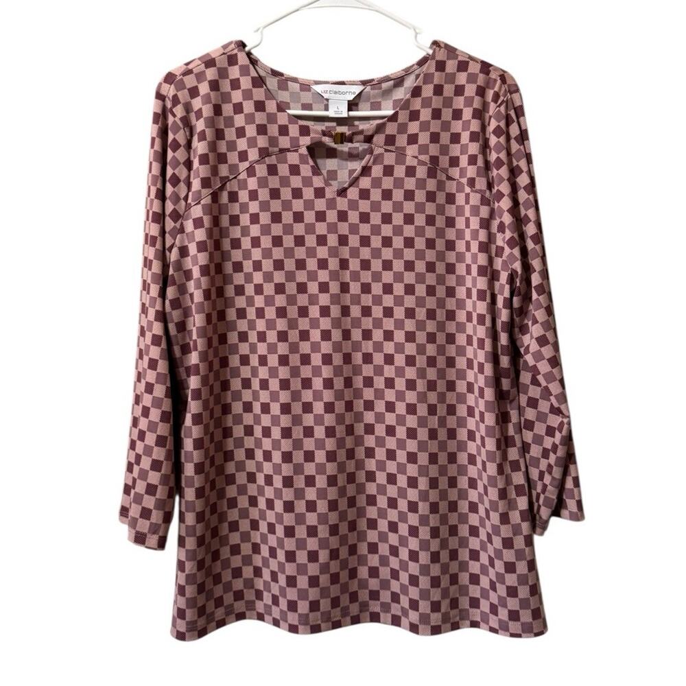 Liz Claiborne Women Size Large Long Sleeve Shirt Blouse Stretch Business Casual